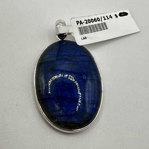 NWOT MONSTER 39x28mm Labradorite in solid sterling silver pendant! - Picture 7 of 9